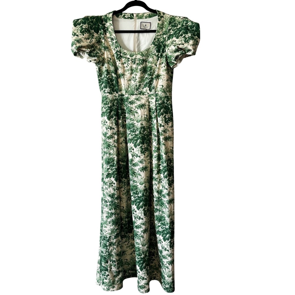 Tuckernuck Green cypress Toile Puff Sleeve Amelia dress size medium